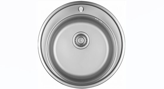 Nerūsējošā tērauda virtuves izlietne ORION Ø510x180mm ar sifonu